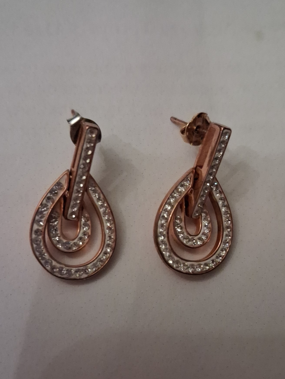 Rose Gold Teardrop Crystal Stud Earrings